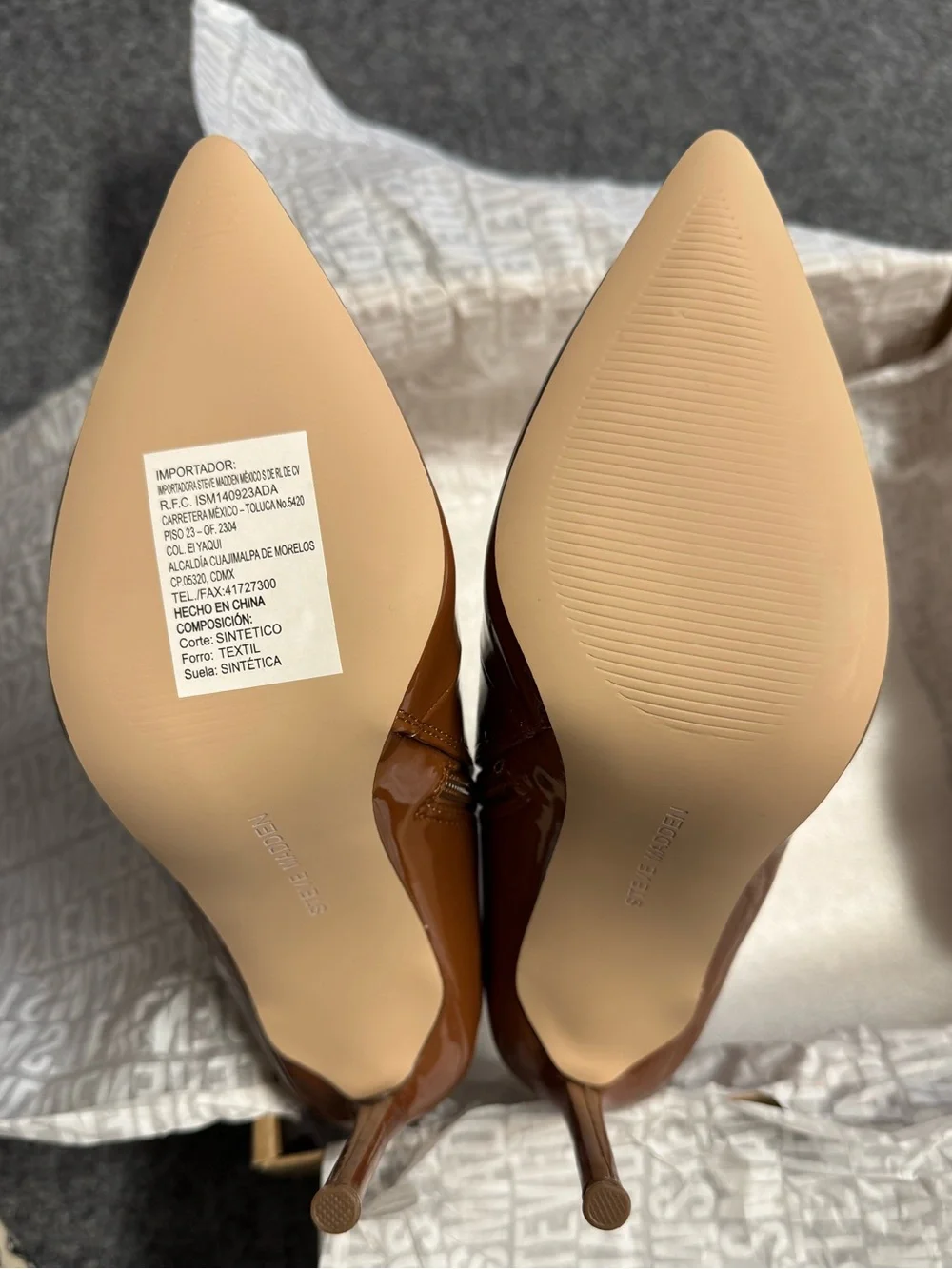Steve Madden Virtuoso Cognac Patent Leather Ankle Boots with Side Zipper